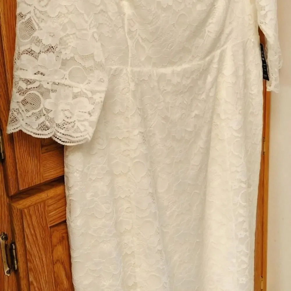 TORRID Special Occasion Ivory Lace Off Shoulder BodyCon Dress - Picture 4 of 16